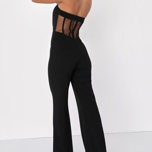 Lulus Fashionista Nights Black Strapless Bustier Wide-leg Jumpsuit - Size M